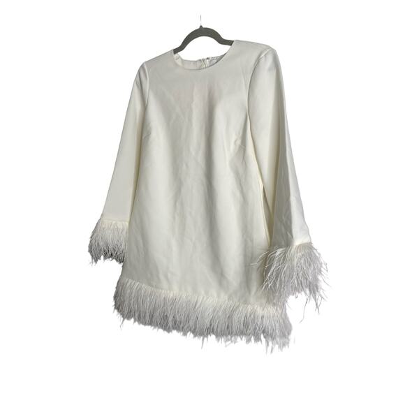 Likely Marullo Mini Sheath Dress Long Sleeve Ostrich Feather Detail Bridal 8 - Picture 5 of 9